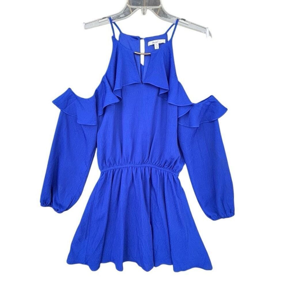 Papaya Royal Blue Cold Shoulder Mini Dress